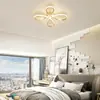 Lámpara de dormitorio cálida y romántica estilo nórdico simple moderna lámpara de estudio lámpara de techo led tipo flor lámpara para habitación de hija