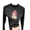 Ropa interior térmica para niñas: Colección Otoño/Invierno 2026, cuello semi-alto, camiseta de manga larga cepillada, top térmico de forro polar para niños