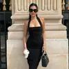 2026 Nova Roupa Feminina de Verão Estilo Sexy Puro Desejo Decote de Uma Alça Decote Halter Costas Abertas Vestido Slim Fashionável
