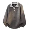 2026 Nuevo Jersey de Punto para Hombre Otoño/Invierno Transfronterizo con Cuello de Color Contrastante, Jersey de Punto, Talla Grande Moda Casual Camiseta Básica
