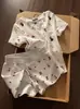 Verão 2027 Novo Conjunto de Pijama para Meninas com Colete de Cachorrinho Canelado de Seda de Gelo com Gola Redonda, Pode Ser Usado como Roupa Externa