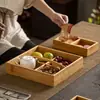 Plato para Pasteles de Té Casero Caja de Almacenamiento de Frutas y Verduras de Bambú Estilo Chino Bandeja Compartimentada para Frutas Secas Caja de Bocadillos para Sala de Té Plato de Frutas