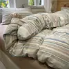 Juego de Cama de Algodón Puro Sin Estampar Clase A, Juego de Cuatro Piezas, Funda de Edredón Lavada de Algodón Puro, Juego de Tres Piezas para Dormitorio de Estudiantes, Sábana y Funda de Edredón Engrosadas