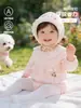 Conjunto de Primavera para Bebé, Mameluco Triangular de Algodón Puro con Cuello de Encaje, Mono de Bebé Recién Nacido Estilo Princesa para Abrigo
