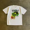 Camiseta Vintage com Estampa de Panqueca LeTTer Algodão Clássico Masculina