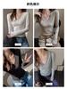 Nuevos Tops de Color Puro Sencillos para Mujer para Principios de Otoño 2025 con Elegantes Camisetas de Manga Larga con Cuello en V para Usar por Encima y Como Capa Base