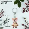 Llavero de Acrílico 2D Oso de Dibujos Animados Colgante Plano Decoración de Mochila Estudiantil