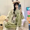 Pijama feminino, nova coleção primavera/outono 2026, manga longa, gola redonda, conjunto fofo de desenho animado, roupa casual para casa, pode ser usado fora de casa, transfronteiriço