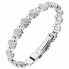 Pulseira Magnética Cravejada de Diamantes Ouro Rosa para Mulheres, Pulseira Ajustável, Pulseira de Bronze Ouro Rosa Temática de Amor para Casais Atacado