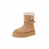 Botas de neve cinzas com sola grossa, novo estilo inverno 2025, design versátil, forradas com fleece e espessadas para aquecimento, botas de cano longo
