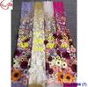 Material para vestido de noche bordado fondo grueso flor grande 3D malla transparente vestido aplique tela de encaje bordado