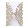 Sobre para Invitación de Boda de Papel Azul con Purpurina y Decoración de Corona, Portada de Invitación Escultura de Papel Cortada con Láser