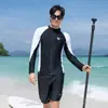 Traje de Buceo Estilo Coreano para Pareja Traje de Baño de Manga Larga para Mujer Antimedusas Traje de Snorkel Dividido Protección Solar Ajustado Traje de Baño