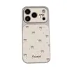 Estuche tipo polka dot estilo Ins para Apple 17 Pro Max, funda de cuero liso con ventana grande para niñas 16/15/14/13