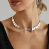 Joyería Transfronteriza Europea y Americana Collar Metálico Cuadrado Geométrico Cepillado Textura Vintage Accesorio Versátil para el Día a Día