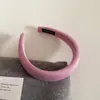 Faixa de Cabeça Esponjosa Costurada Colorida Coreana com Costelas e Borda Larga, Simples e Versátil, Design de Coroa Alta, Faixa de Cabeça Emagrecedora, Acessório de Cabelo