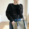 Sudadera casual de punto para mujer, estilo de otoño e invierno, color liso, cuello redondo, corte holgado, adelgazante, para uso diario, transfronteriza europea y americana