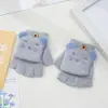 Luvas de dedo cortado infantis outono e inverno meninos meio dedo quentes fofas Alunos do Ensino Fundamental escrita luvas de malha de dupla finalidade atacado