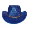 Chapéu de Cowboy Ocidental com Lantejoulas Novo Europeu e Americano Chapéu de Coco para Palco Festa Homens e Mulheres Aba Larga Chapéu de Jazz Dourado Prata Tendência