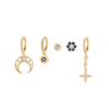 Set Popular Transfronterizo de Pendientes de Circonita y Accesorios para Orejas, Pendientes de Luna de Moda y Exquisitos, Elegantes Pinzas para Orejas, Tachuelas para Cartílago de la Oreja para Mujeres