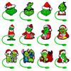 Tampa de palha de Natal - reutilizável silicone Papai Noel bonito engraçado palha tampa de poeira