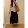Pantalones Anchos de Cintura Alta Color Rosa Peonía para Mujer, Estilo Delgado para Figuras Petite, Pantalones Casuales con Retazos, Diseño Holgado y Relajado, Pantalones tipo Falda de Siete Cuartos