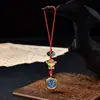 Cordão Original para Celular Tecido à Mão com Olho do Deus da Riqueza Pintado à Mão 1.0, Pingente de Celular Thangka, Pingente de Bolsa, Pen Drive