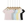Camiseta Feminina Sexy Justa com Ombro Caído e Manga Curta Verão 2025 Europeia e Americana Modelagem Slim Emagrecedora com Ombro Caído Top Curto