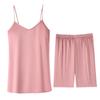 Shorts de Tirante para Mujer Han Yatong con Copas Acolchadas en el Pecho Primavera y Verano Satín Seda de Hielo Sexy Ropa de Casa Pijama Casual