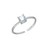 Anillo de Plata S925 con Circonita Azul para Mujer, Simple Estilo Ins Elegante, Anillo Abierto Delicado y Detallado 5249A