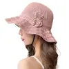 Chapéu de Pescador Verão Estilo Coreano Vazado Floral, Proteção Solar, Versátil, Afina o Rosto, Respirável, Chapéu Balde Trançado para Mulheres