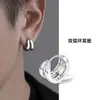 Pendientes Mobius de Plata Pura S999 para Hombre, Pinzas para Oreja Vintage de Gama Alta con Patrón Retorcido, Tachuelas Personalizadas Grabadas, Accesorios para Oreja