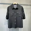 Traje de Camisa de Mezclilla Fina de Verano a Juego de Ryder para Hombre de Manga Tres Cuartos Moda Casual Holgado Moderno Conjunto de Dos Piezas