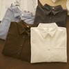 Camisa de Manga Larga con Textura de Nieve de Burbujas de Leche para Mujer, Holgada, Casual, Engrosada, Algodón para el Trabajo, Otoño/Invierno, Para Usar en Capas