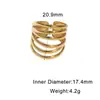 Anillo Transfronterizo Ancho de Acero de Titanio para Mujer, No se Desvanece, Líneas Geométricas Huecas, Estilo Minimalista Simple, Anillo Abierto de Acero Inoxidable