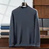 Suéter de cachemira para hombre con cuello semi-alto, de doble hebra, engrosado, adecuado para uso business casual, suéter de cachemira versátil de punto para estudiantes jóvenes y de mediana edad