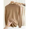 Suéter de Punto de Cachemira Sin Costuras Baicai Otoño/Invierno 2026 Nuevo Ajuste Delgado Jersey de Cuello Alto Mediano Color Sólido