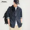 Camisa Casual de Mezclilla Suave Hermosa Azul Oscuro Estilo Clásico Americano para Hombre en Otoño Ligeramente Holgada Chaqueta Camisa de Trabajo de Manga Larga para Hombre