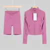 [Em Estoque] Conjunto de Jaqueta Curta e Shorts Ld Esportivo Jaqueta com Capuz de Gola Alta Jaqueta Esportiva de Yoga