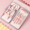 Cortaúñas rosa grande de fábrica, juego de cortaúñas plegable para el hogar, juego de herramientas de belleza