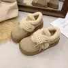 Zapatos de Algodón Cálido con Velcro y Lazo Retro 2026 Invierno Nuevos Suela Gruesa Antideslizantes Versátiles Con Forro de Piel Birkenstock