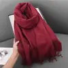 Cachecol de inverno feminino imitação de caxemira artística outono e inverno engrossado quente dupla finalidade cor sólida moda coreana atmosfera cachecol