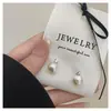 Pendientes de botón de plata de ley S925 con aguja, estilo retro francés, con circonita y perla de alto brillo, para el uso diario de la mujer, joyería para el oído para mujer