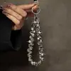 Corrente de Pulso para Celular Popular com Cristais Brilhantes e Contas Ornamento para Bolsa Acessório de Chave