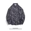 Camisa Chaqueta de Manga Larga Estilo Retro Plutton Handsome Suelta Combinable para Pareja Pintura al Óleo Vintage Estilo Hong Kong Floral para Hombre y Mujer