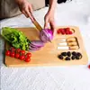 Tábua de Corte de Bambu Amazon com Conjunto de Faca e Garfo Tábua de Corte Doméstica Tábua para Frutas Deli Legumes Logo Imprimível
