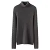 Suéter de malha de cashmere, cor sólida da moda, versátil para outono e inverno, novo suéter quente de manga comprida, caimento justo para mulheres, adequado para o trabalho e para afinar a silhueta