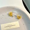 Pendientes de Perlas con Flecos de Osmanthus de Hada Súper Pendientes Dulces de Nicho para Mujer Pendientes de Perlas con Flores Amarillas Frescas Estilo Francés