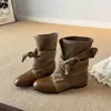Las nuevas botas de vaquero occidentales para mujer de otoño e invierno de Chuyuji presentan un diseño fresco, elegante, retro y adelgazante