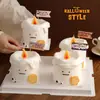 Decoração de Bolo Feliz Dia das Bruxas Vela Chama Ornamento Olhos Contas Doces Forma de Ceifador Fantasma Inserção para Biscoito